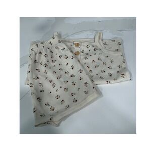 Beau Loves Waffle Knit Floral Matching Set Top Size100(3T)Shorts Size 90(18-24M)